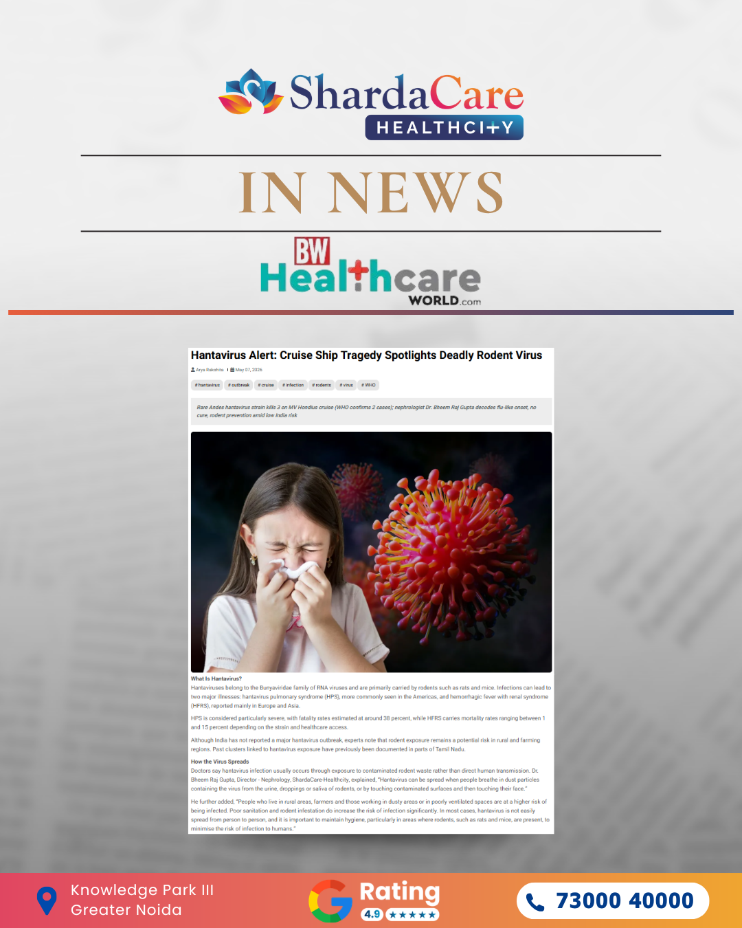 ShardaCare - Healthcity Featured in BW Healthcare World Hantavirus Alert What You Should Know